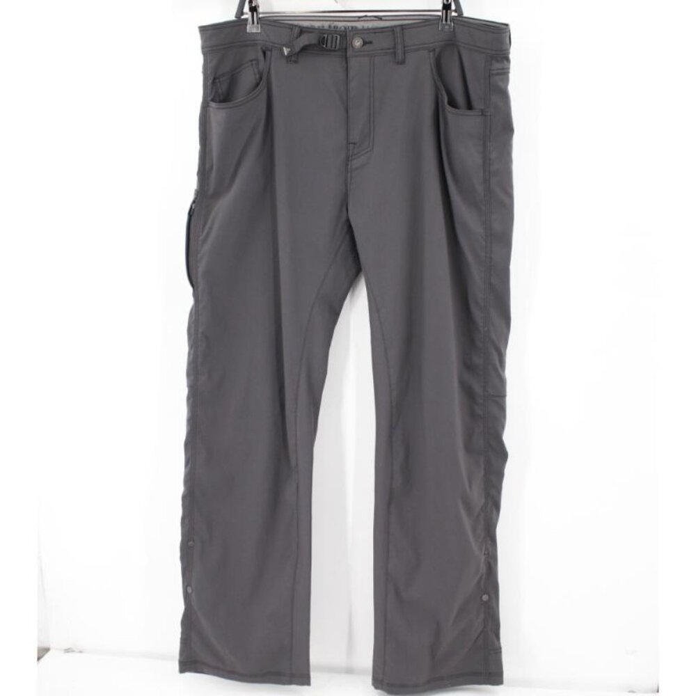 Prana Pants Mens 40 Zion Stretch Straight Cargo Hiking Belted Snap Roll Up Hem